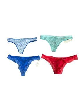 Gilly Hicks Lot of 4 Down Undies Thong Panties Floral Lace Silky Size Small S